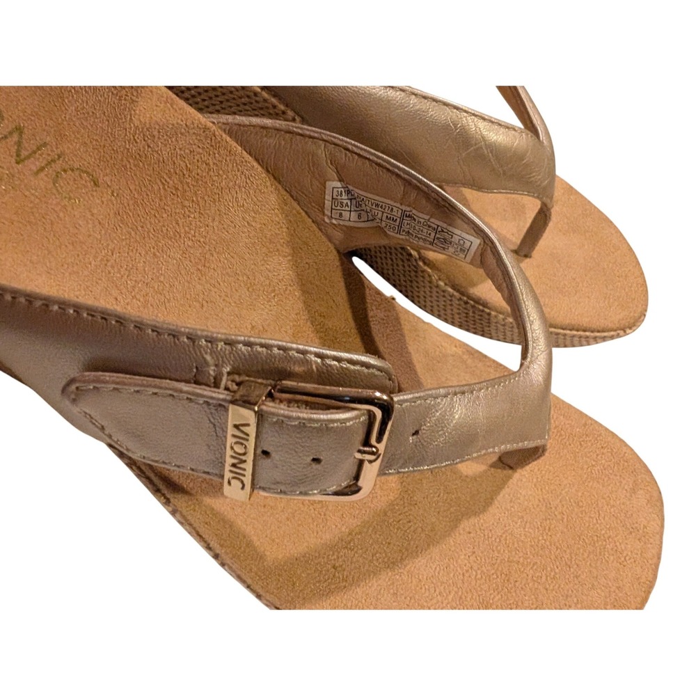 Vionic Polina Orthaheel Champagne Gold Metallic Wedge Sandals Womens 8 38 - Picture 8 of 10